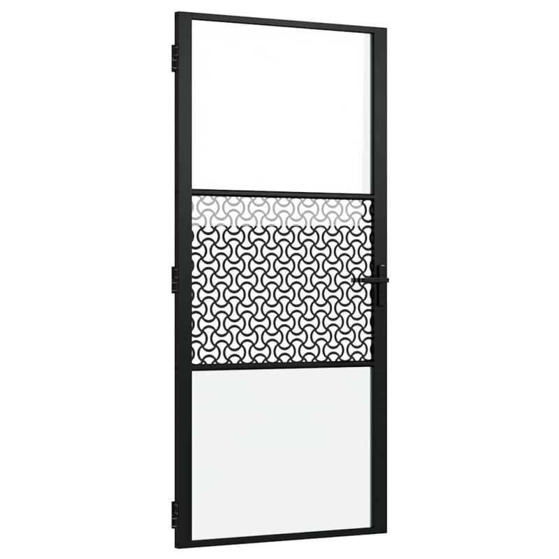vidaXL Γυάλινη πόρτα Μαύρο 93 x 3,5 x 201,5 εκ Αλουμίνιο