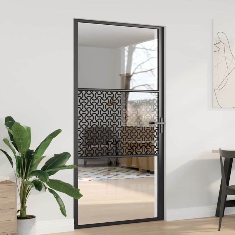 vidaXL Γυάλινη πόρτα Μαύρο 102,5 x 3,5 x 201,5 εκ Αλουμίνιο