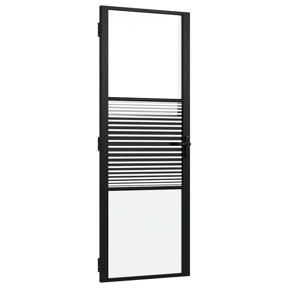 vidaXL Γυάλινη πόρτα Ριγέ Μαύρο 76 x 3,5 x 201,5 εκ Αλουμίνιο