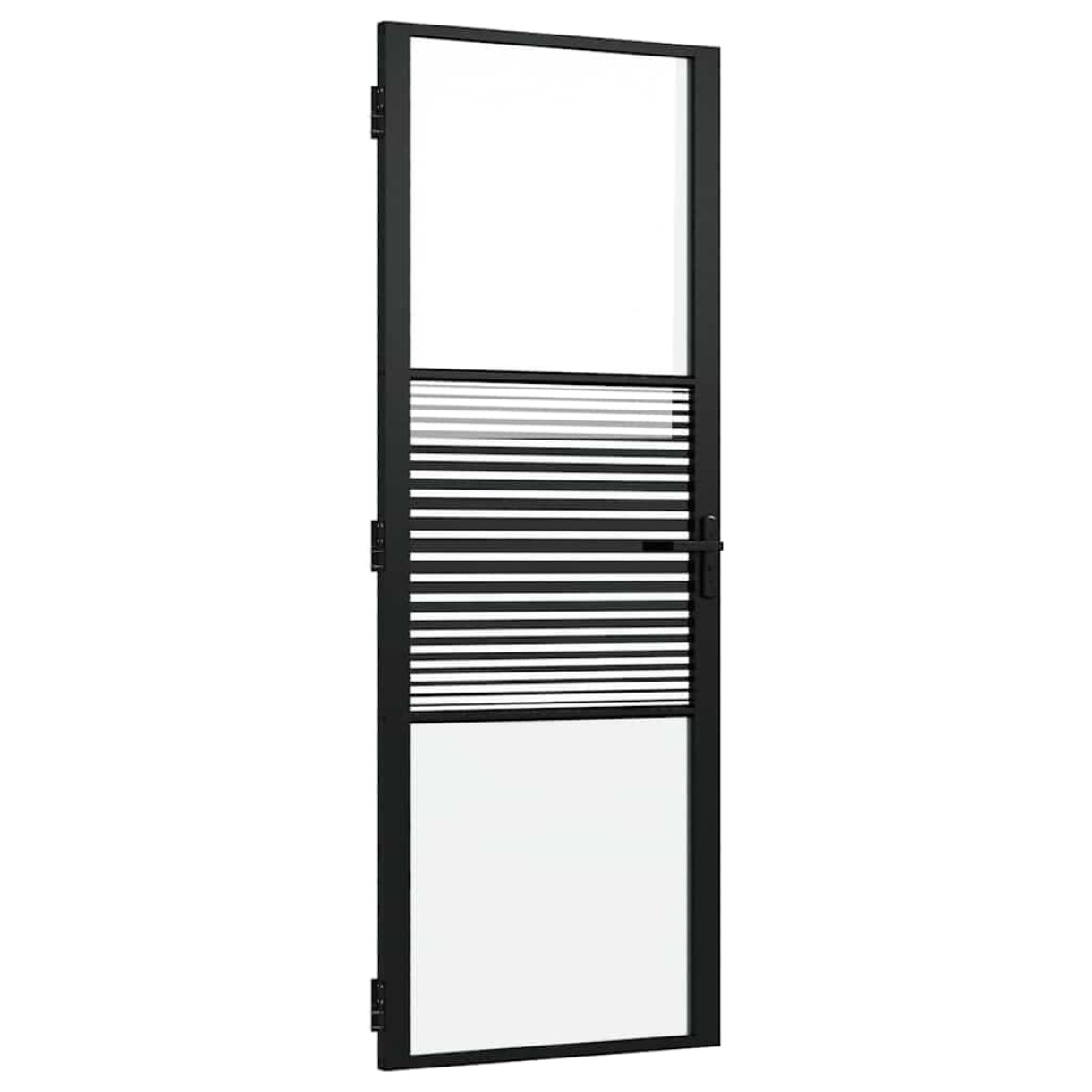 vidaXL Γυάλινη πόρτα Ριγέ Μαύρο 76 x 3,5 x 201,5 εκ Αλουμίνιο