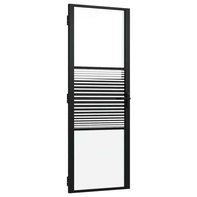 vidaXL Γυάλινη πόρτα Ριγέ Μαύρο 76 x 3,5 x 201,5 εκ Αλουμίνιο