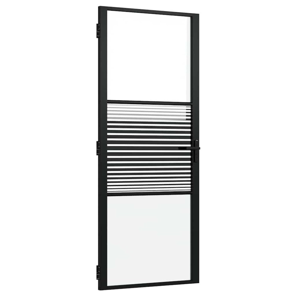 vidaXL Γυάλινη πόρτα Ριγέ Μαύρο 83 x 3,5 x 201,5 εκ Αλουμίνιο