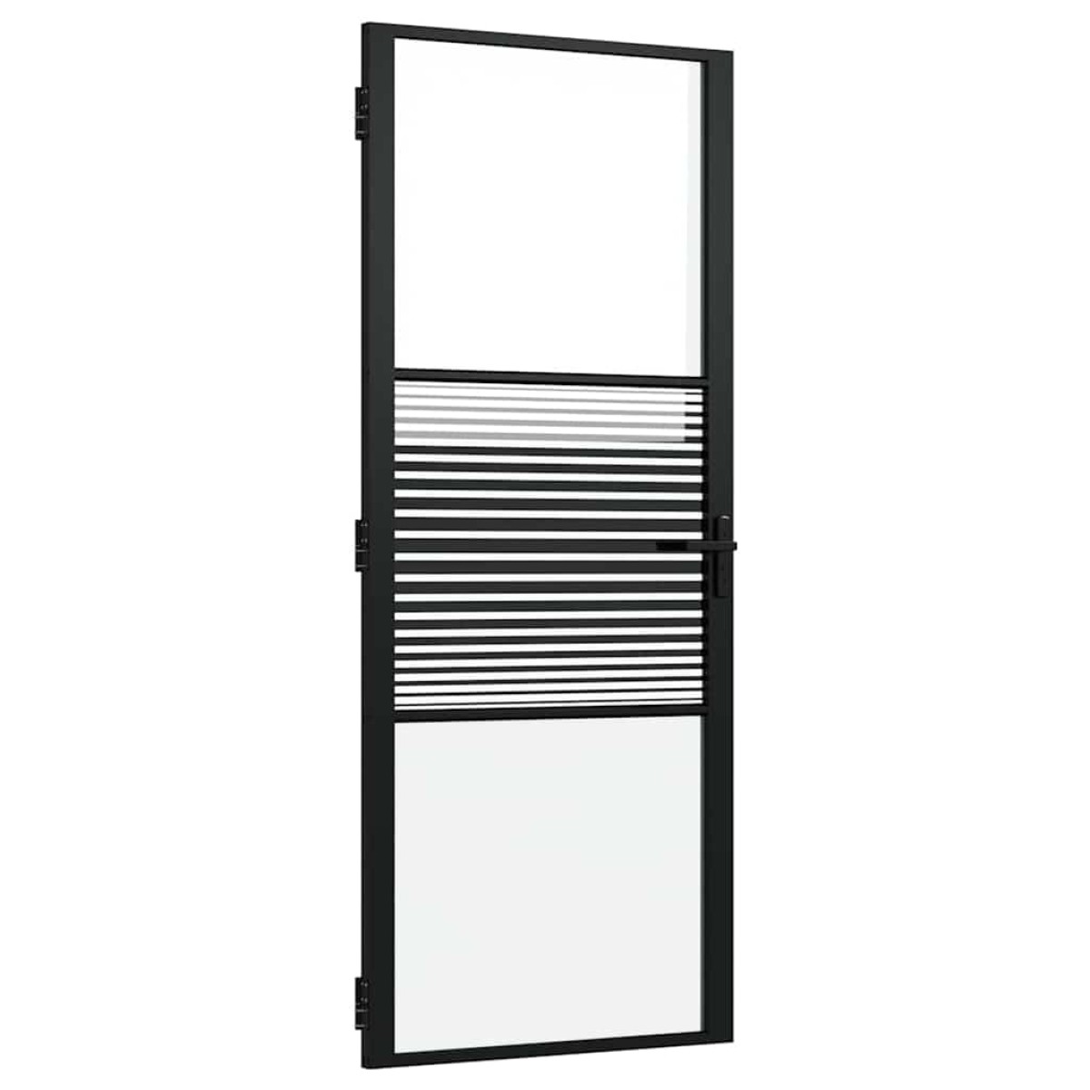 vidaXL Γυάλινη πόρτα Ριγέ Μαύρο 83 x 3,5 x 201,5 εκ Αλουμίνιο