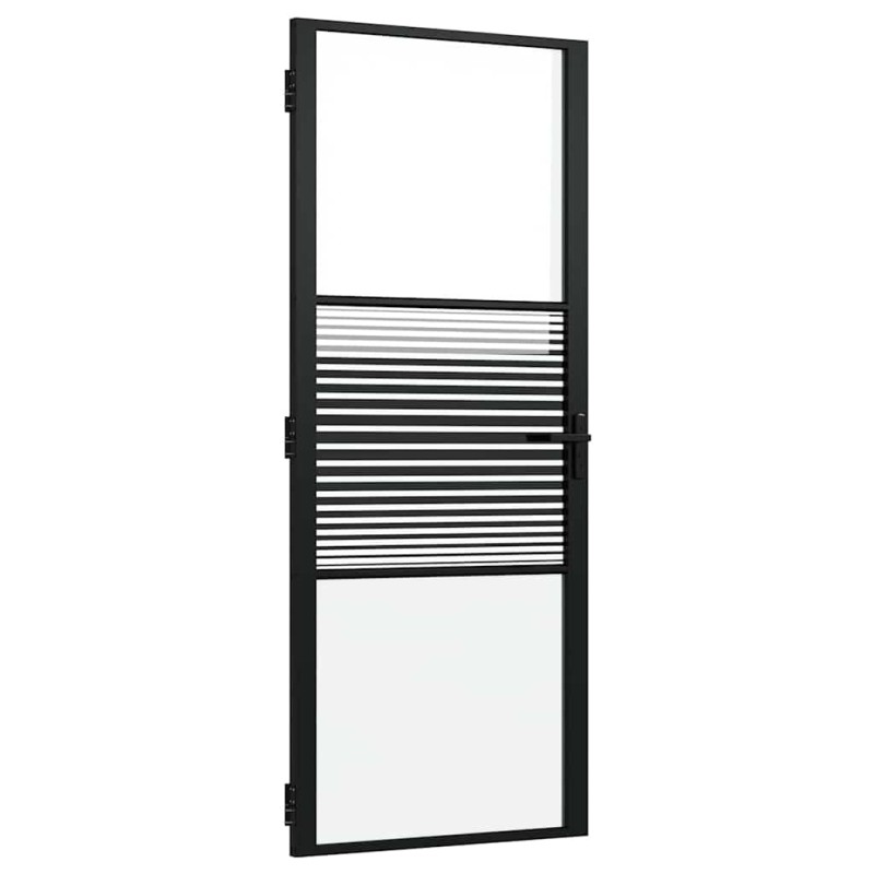 vidaXL Γυάλινη πόρτα Ριγέ Μαύρο 83 x 3,5 x 201,5 εκ Αλουμίνιο