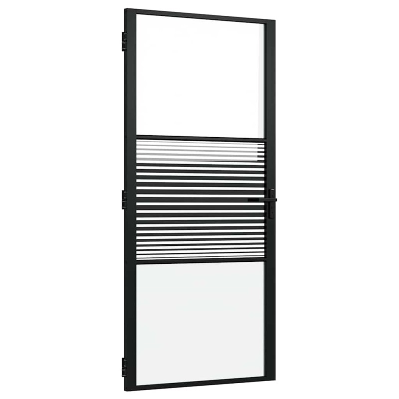 vidaXL Γυάλινη πόρτα Ριγέ Μαύρο 93 x 3,5 x 201,5 εκ Αλουμίνιο