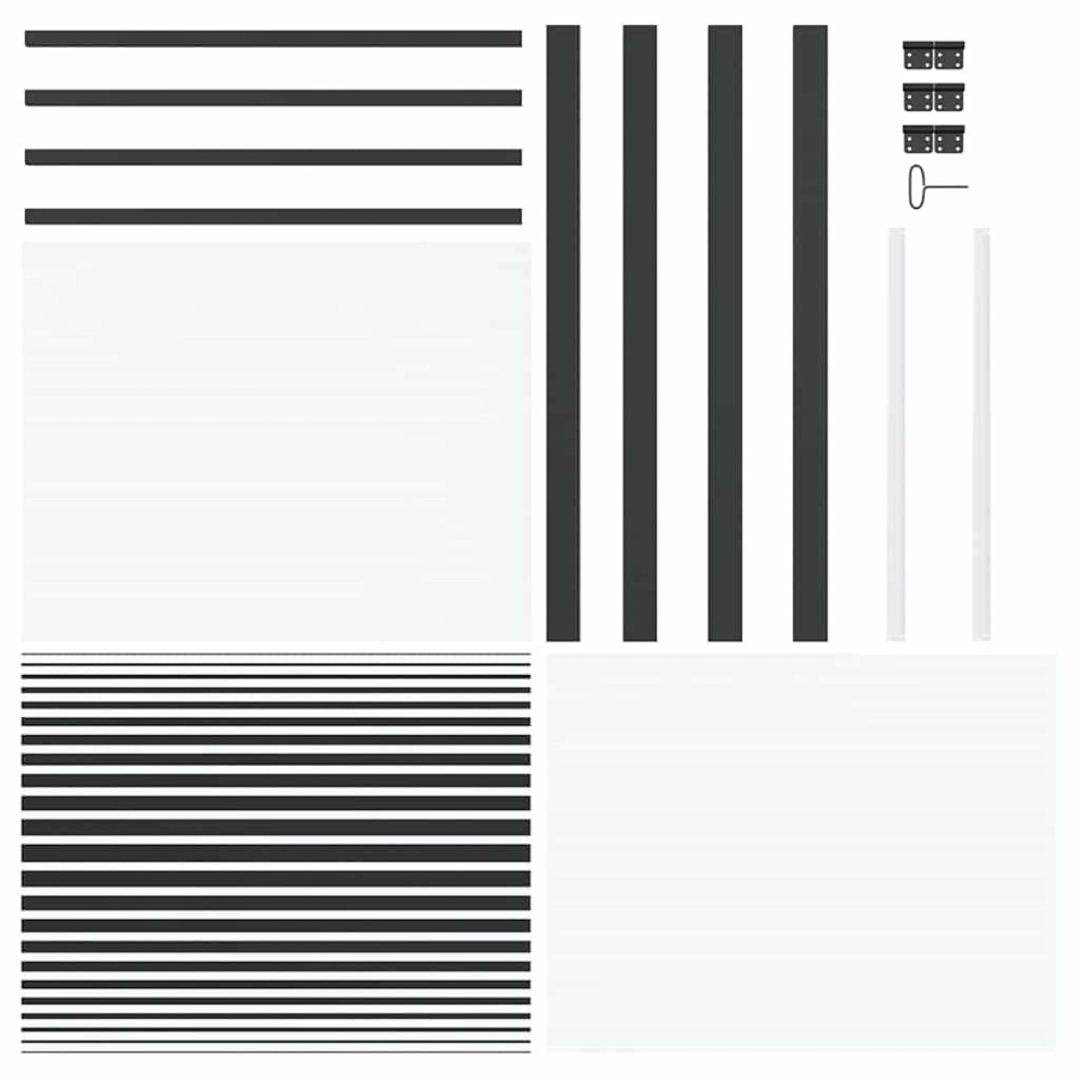 vidaXL Γυάλινη πόρτα Ριγέ Μαύρο 93 x 3,5 x 201,5 εκ Αλουμίνιο