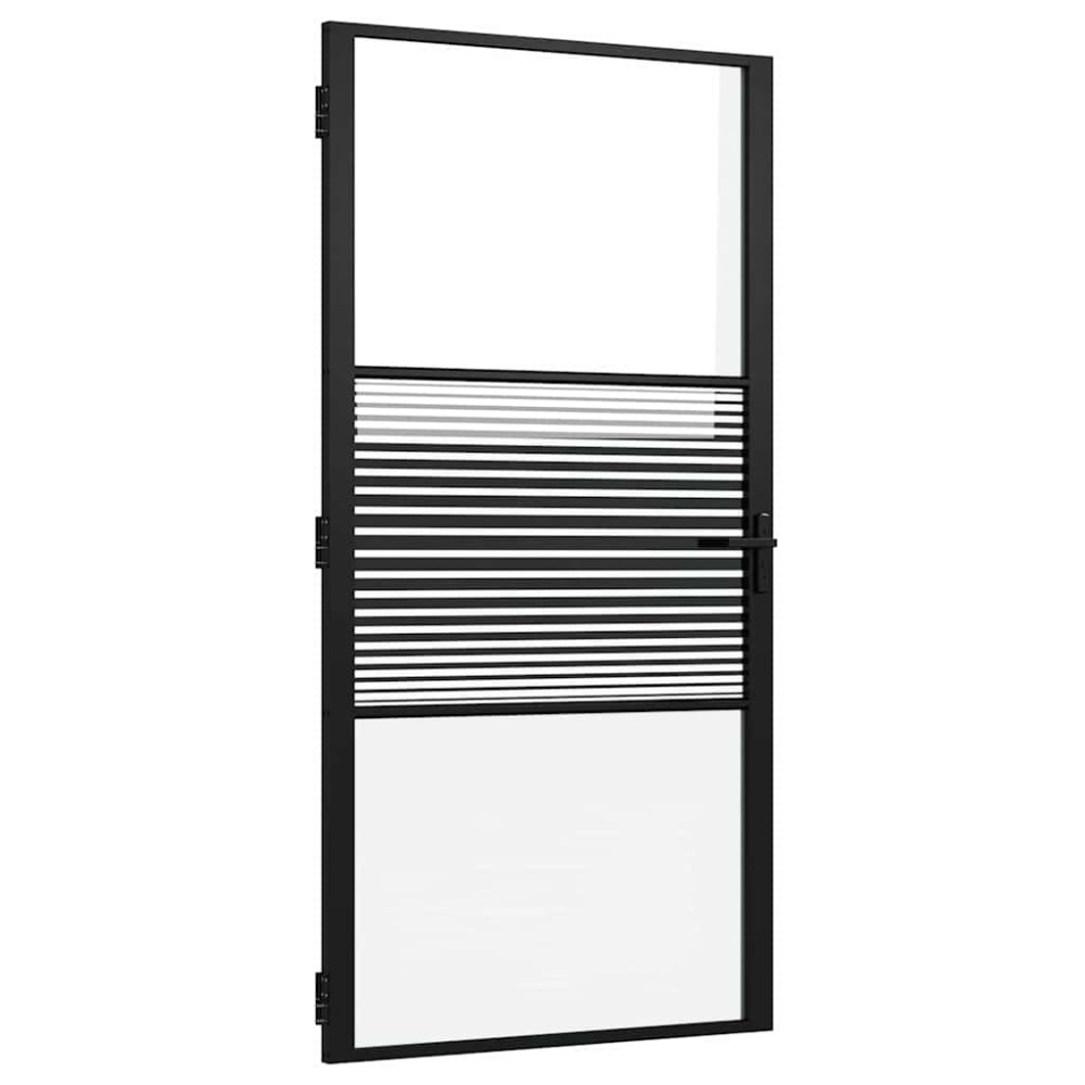 vidaXL Γυάλινη πόρτα Ριγέ Μαύρο 102,5 x 3,5 x 201,5 εκ Αλουμίνιο
