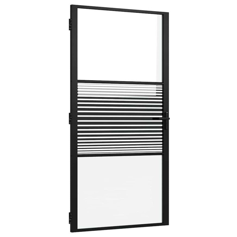 vidaXL Γυάλινη πόρτα Ριγέ Μαύρο 102,5 x 3,5 x 201,5 εκ Αλουμίνιο