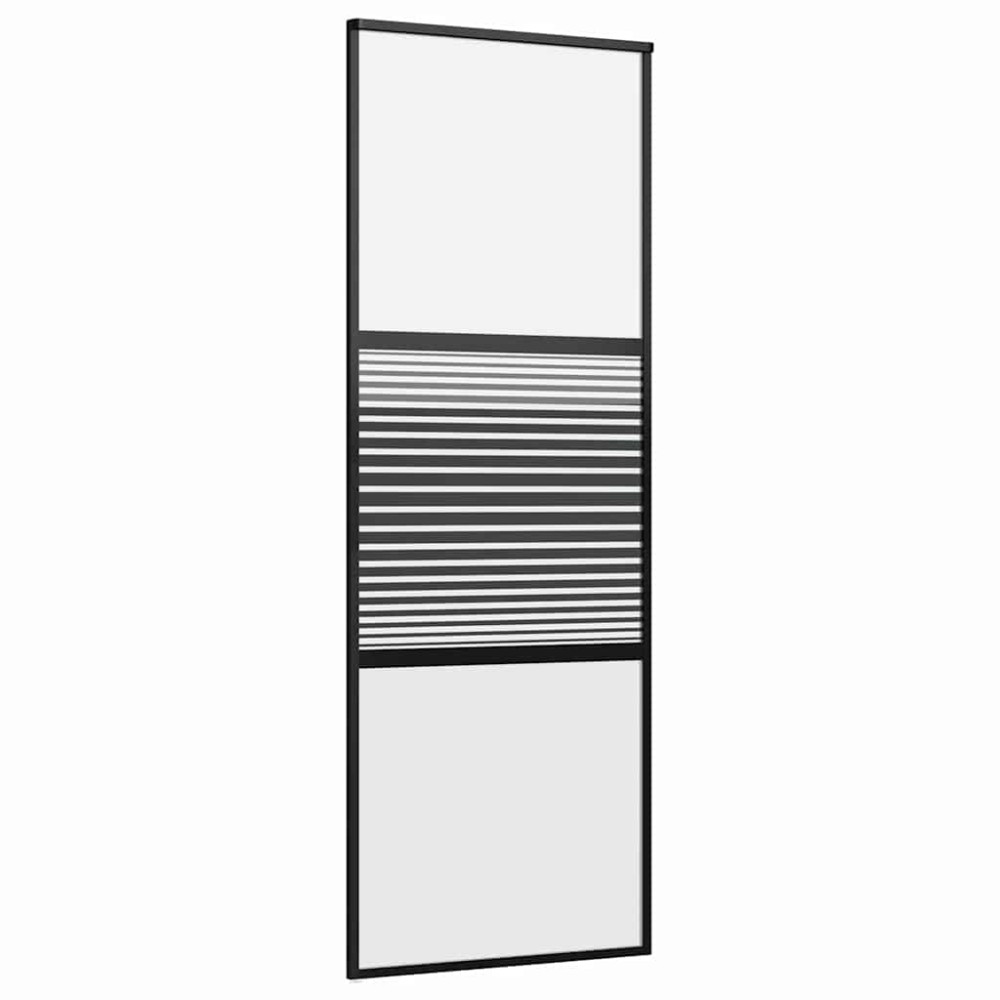 vidaXL Γυάλινη πόρτα Ριγέ Μαύρο 76 x 2 x 205 εκ. Αλουμίνιο