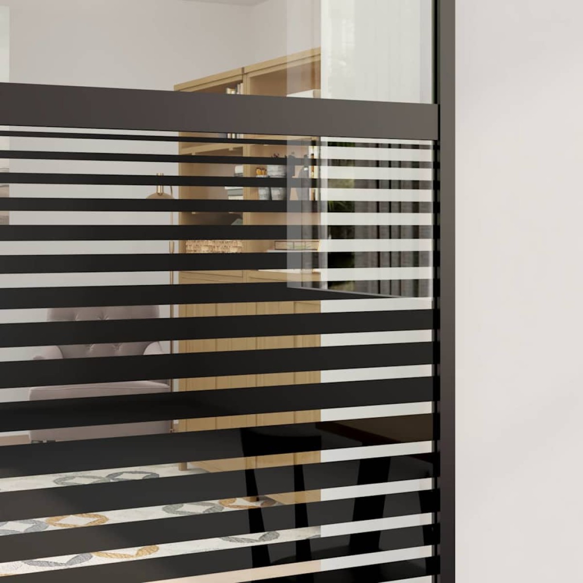 vidaXL Γυάλινη πόρτα Ριγέ Μαύρο 76 x 2 x 205 εκ. Αλουμίνιο