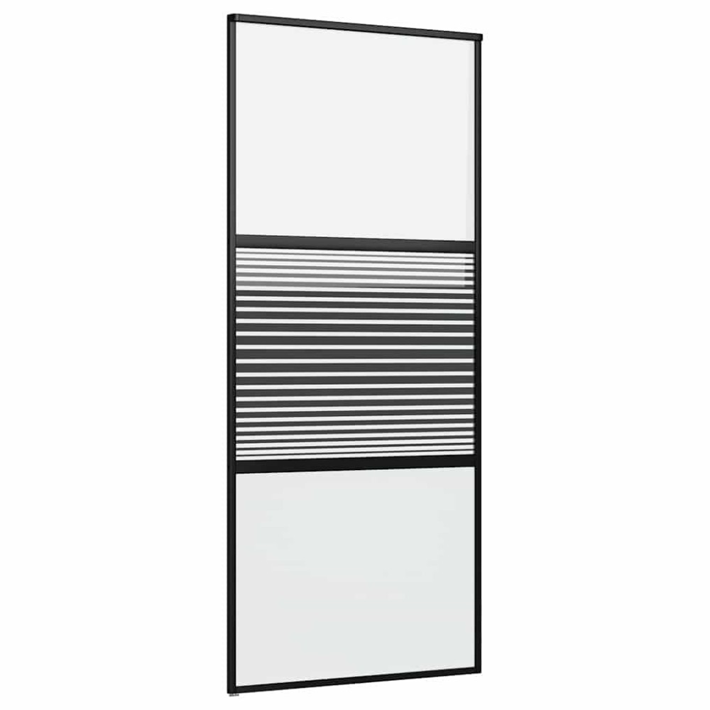 vidaXL Γυάλινη πόρτα Ριγέ Μαύρο 90 x 2 x 205 εκ. Αλουμίνιο