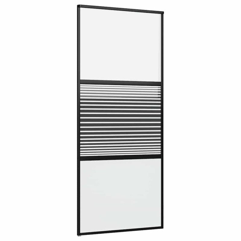 vidaXL Γυάλινη πόρτα Ριγέ Μαύρο 90 x 2 x 205 εκ. Αλουμίνιο