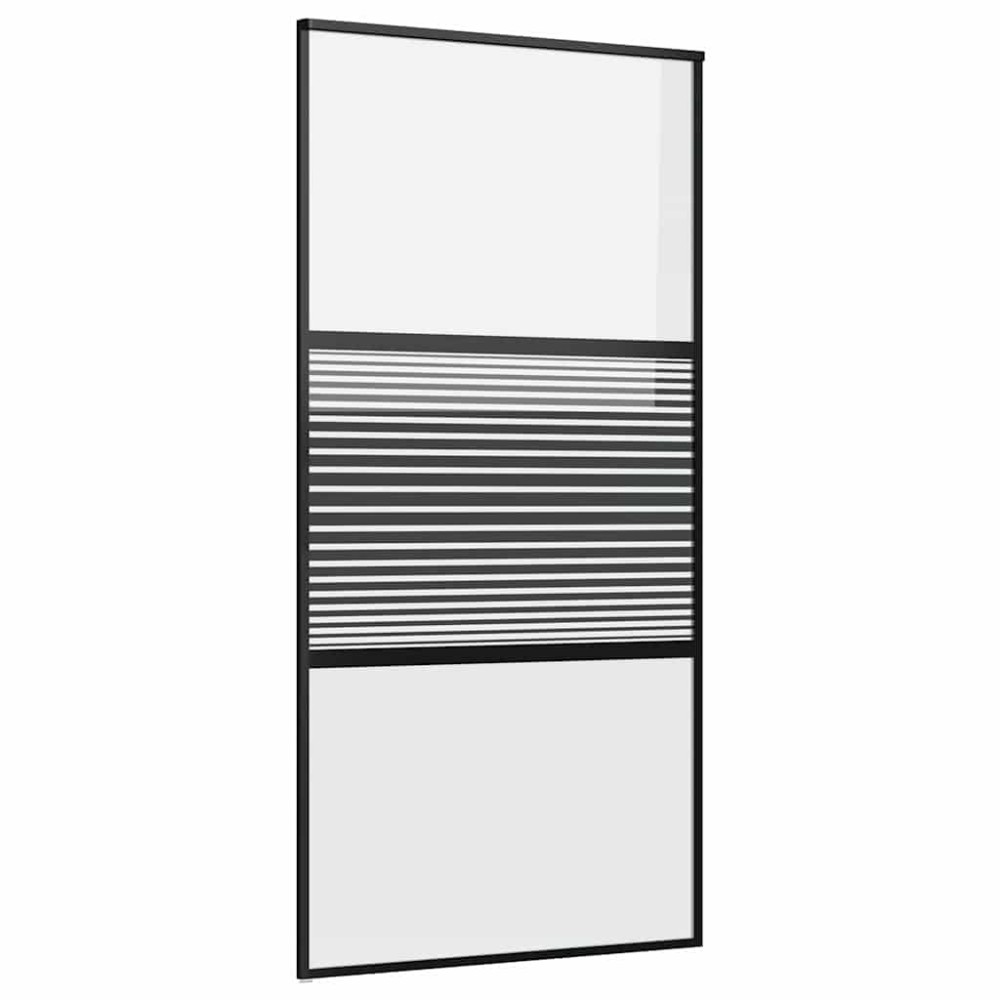 vidaXL Γυάλινη πόρτα Ριγέ Μαύρο 102,5 x 2 x 205 εκ. Αλουμίνιο