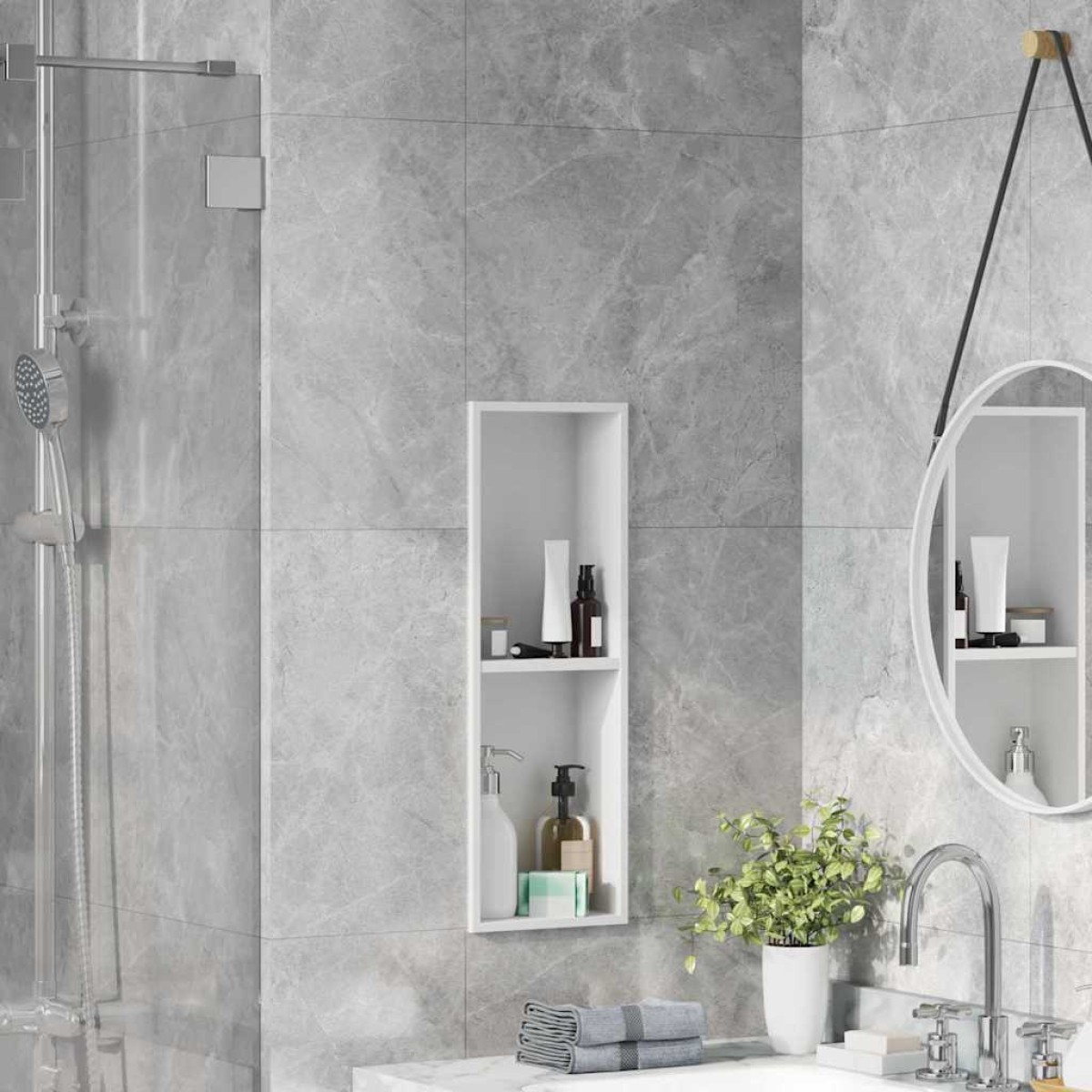 vidaXL Νίτσα Μπάνιου Λευκός 60 x 20 x 9,5 εκ Ανοξείδωτο ατσάλι