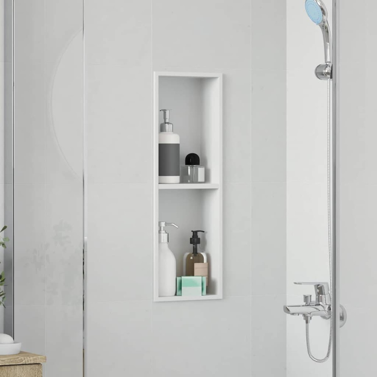 vidaXL Νίτσα Μπάνιου Λευκός 60 x 20 x 9,5 εκ Ανοξείδωτο ατσάλι