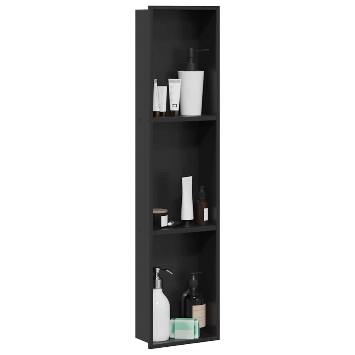 vidaXL Νίτσα Μπάνιου Μαύρο 90 x 20 x 9,5 εκ Ανοξείδωτο ατσάλι