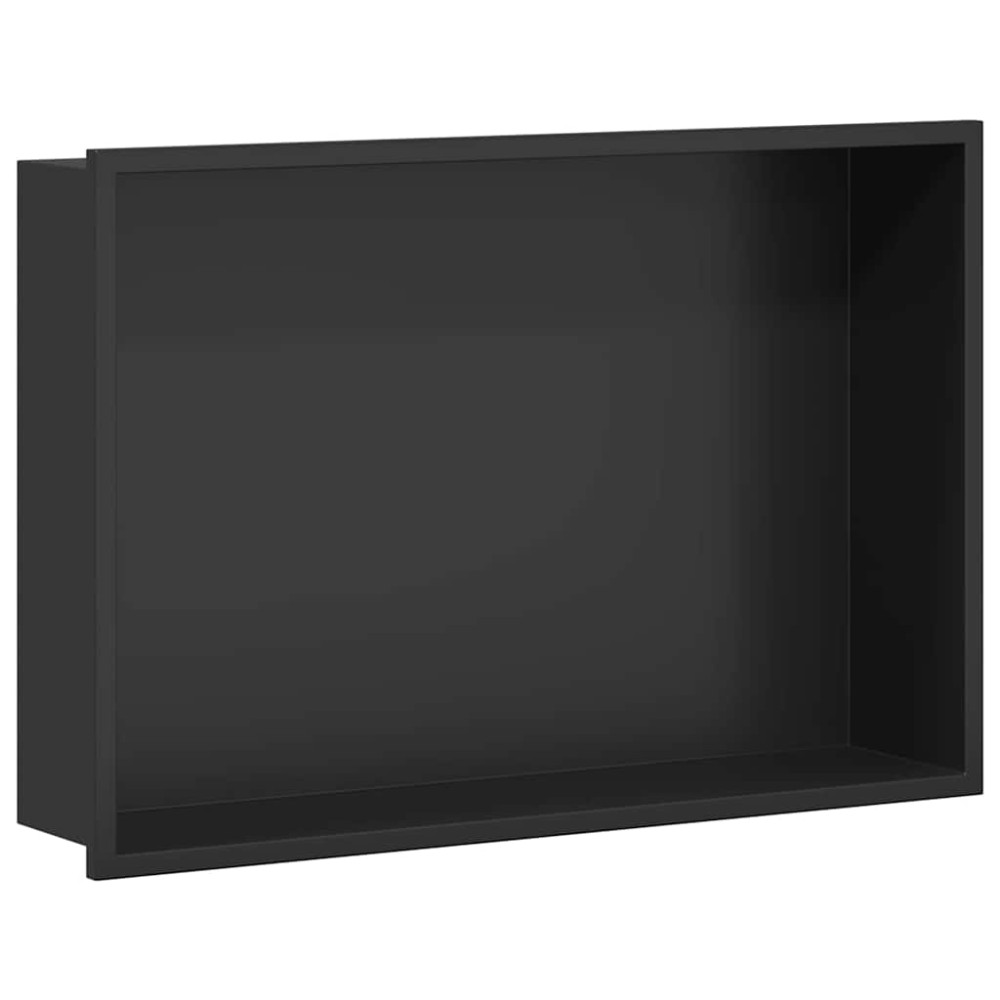 vidaXL Νίτσα Μπάνιου Μαύρο 45 x 30 x 9,5 εκ. Ανοξείδωτο ατσάλι