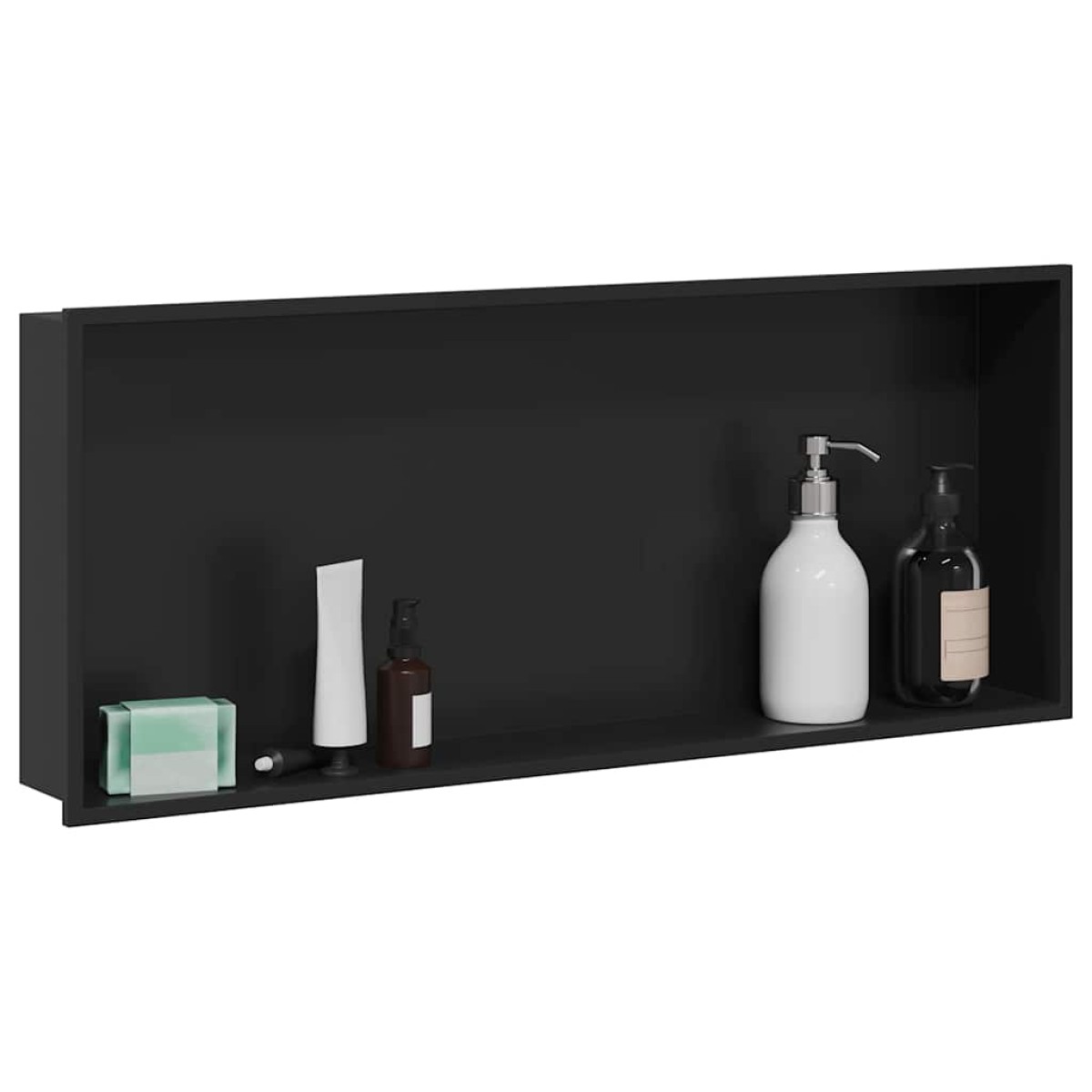 vidaXL Νίτσα Μπάνιου Μαύρο 75 x 30 x 9,5 εκ. Ανοξείδωτο ατσάλι