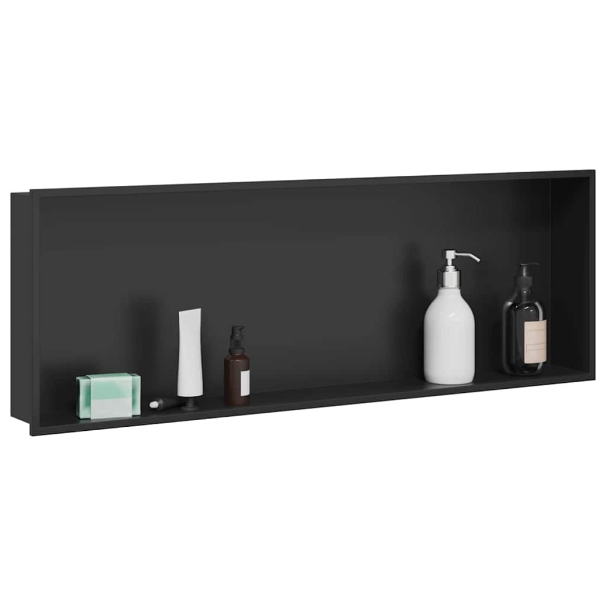 vidaXL Νίτσα Μπάνιου Μαύρο 90 x 30 x 9,5 εκ. Ανοξείδωτο ατσάλι