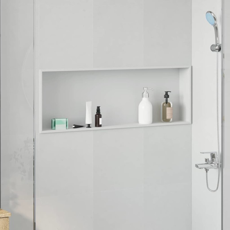 vidaXL Νίτσα Μπάνιου Λευκό 90 x 30 x 9,5 εκ. Ανοξείδωτο ατσάλι