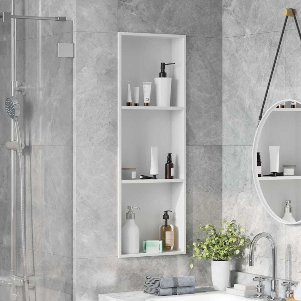 vidaXL Νίτσα Μπάνιου Λευκός 90 x 30 x 9,5 εκ. Ανοξείδωτο ατσάλι