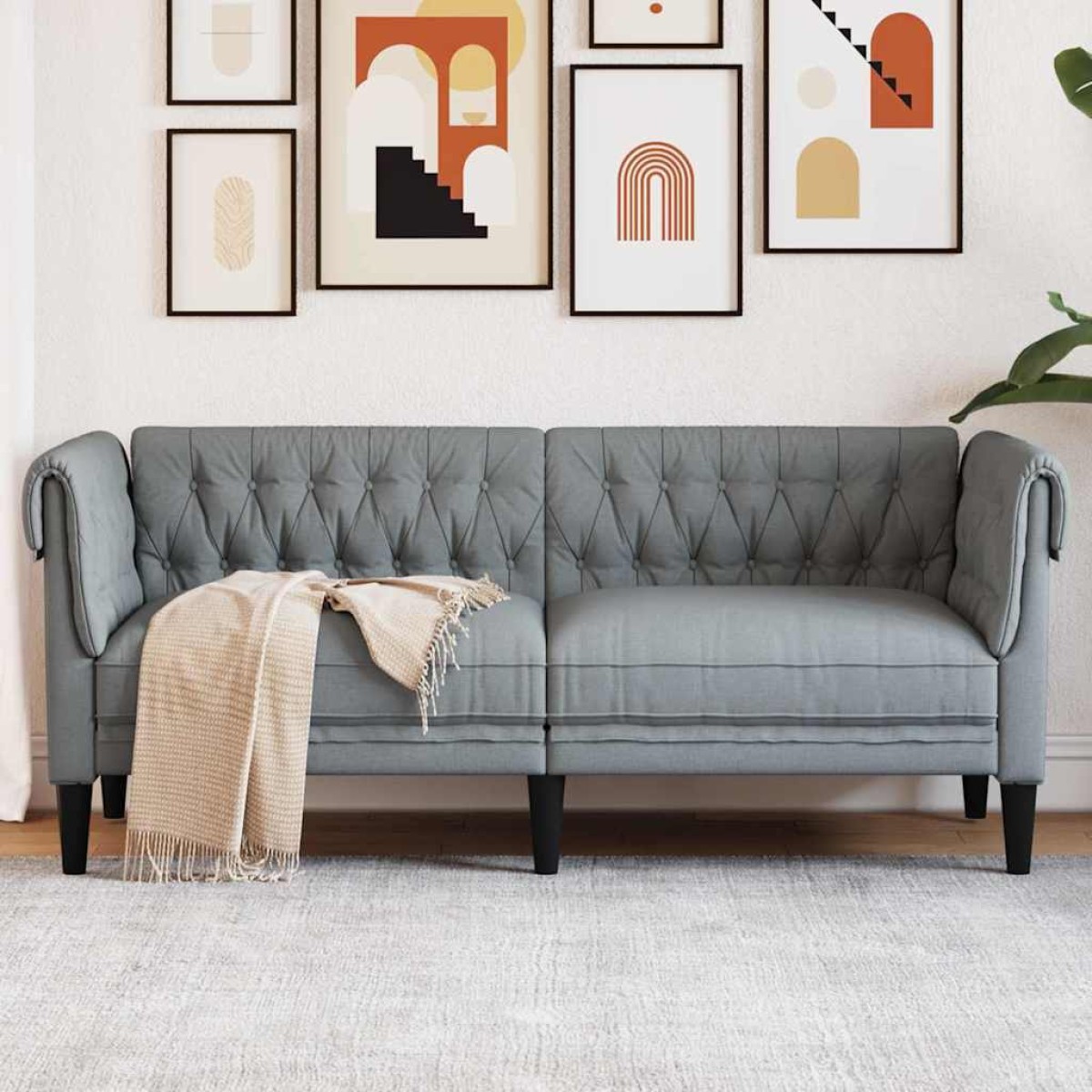 vidaXL Καναπές Ανοιχτό γκρι 182,5 x 74,5 x 74,5 εκατοστά Πολυεστέρας