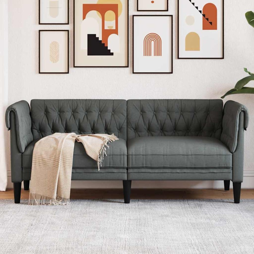 vidaXL Καναπές Σκούρο Γκρι 182,5 x 74,5 x 74,5 εκατοστά Πολυεστέρας