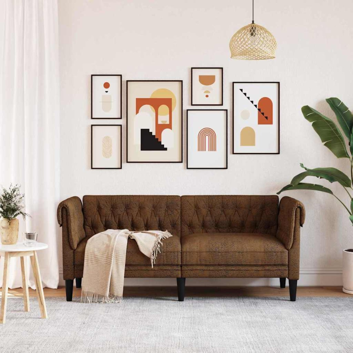 vidaXL Καναπές Καφέ 182,5 x 74,5 x 74,5 εκατοστά Πολυεστέρας