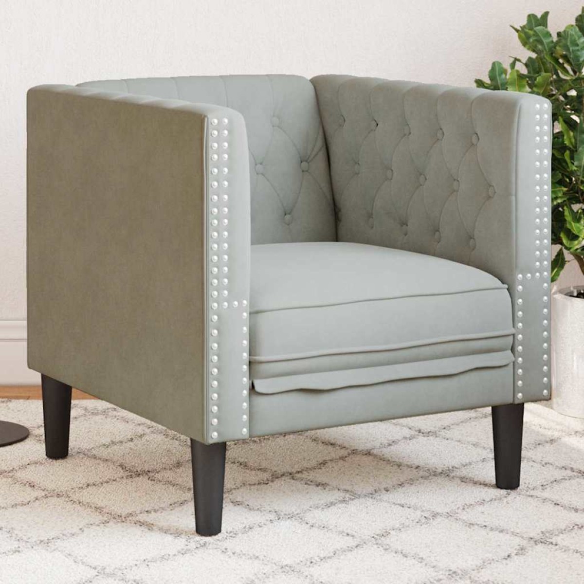 vidaXL Καναπές Ανοιχτό γκρι 74,5 x 71 x 70,5 εκ. Βελούδο