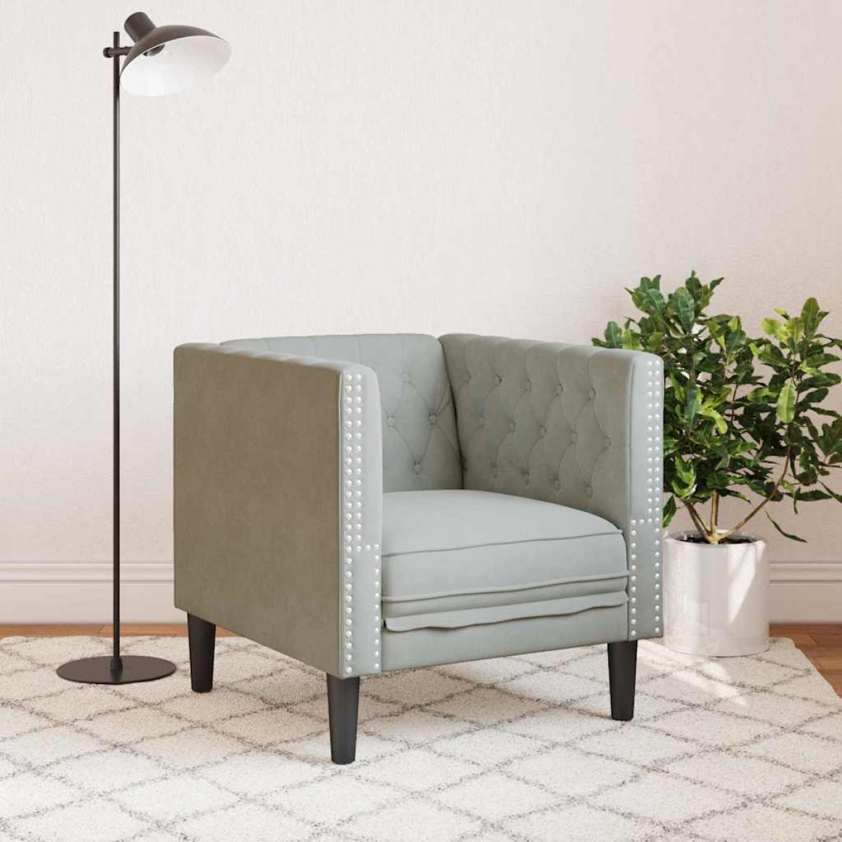 vidaXL Καναπές Ανοιχτό γκρι 74,5 x 71 x 70,5 εκ. Βελούδο