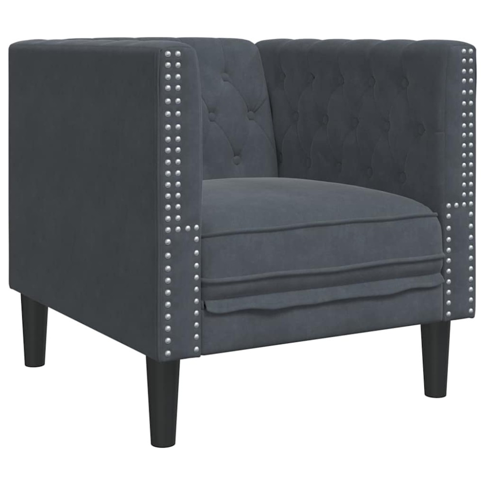 vidaXL Καναπές Σκούρο Γκρι 74,5 x 71 x 70,5 εκ. Βελούδο