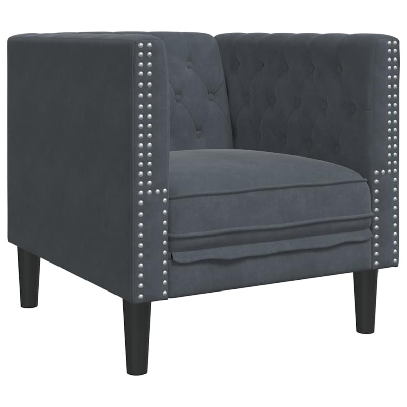 vidaXL Καναπές Σκούρο Γκρι 74,5 x 71 x 70,5 εκ. Βελούδο