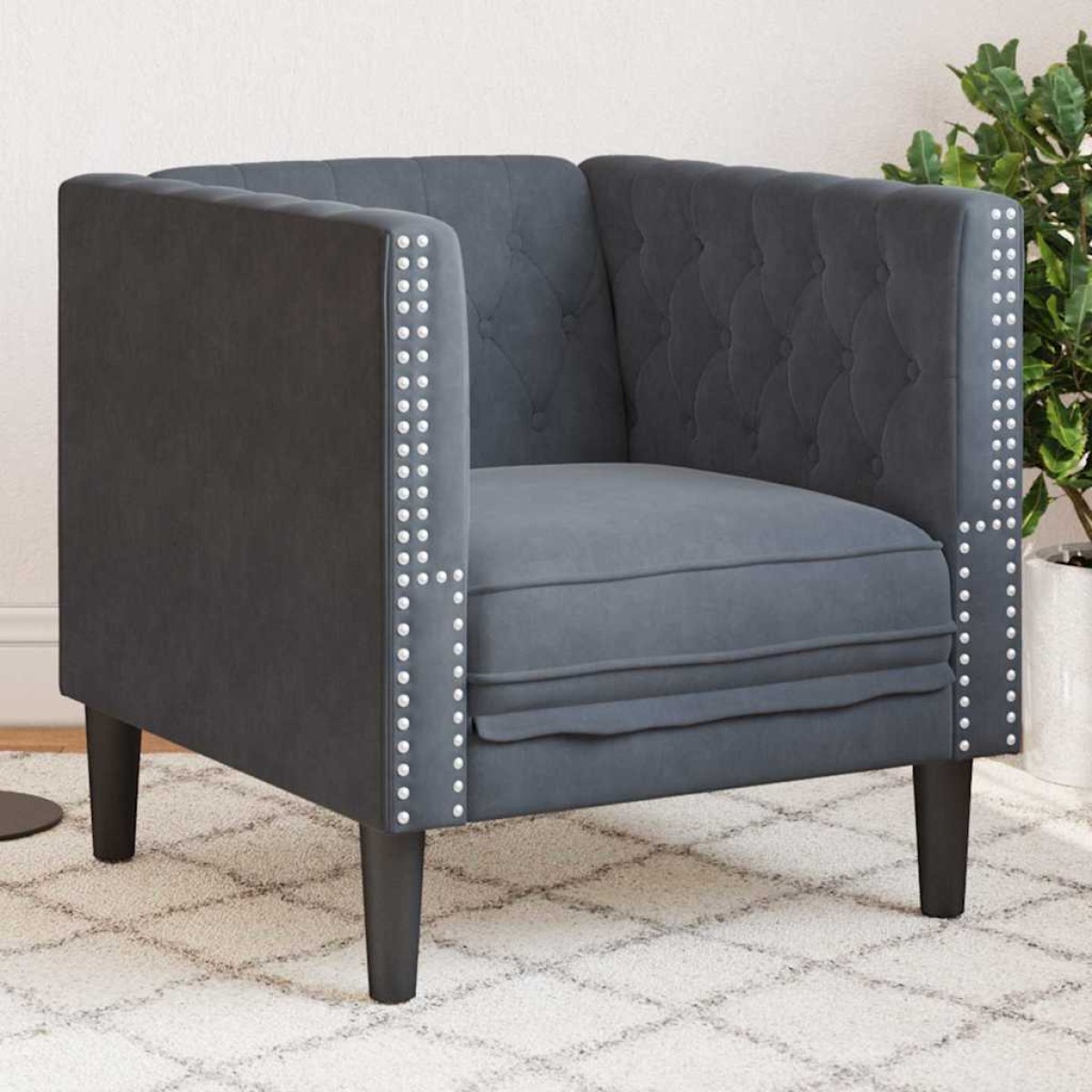 vidaXL Καναπές Σκούρο Γκρι 74,5 x 71 x 70,5 εκ. Βελούδο