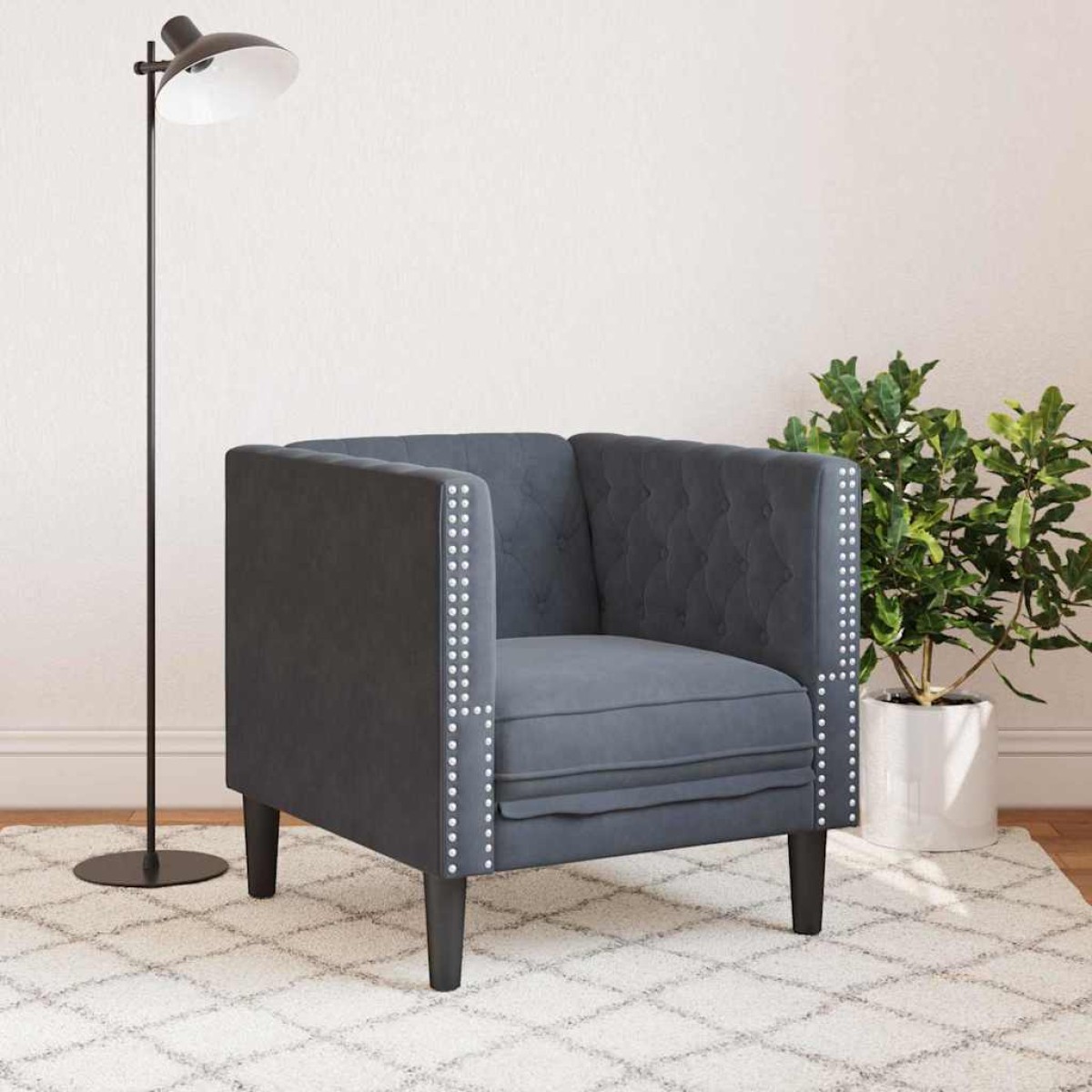 vidaXL Καναπές Σκούρο Γκρι 74,5 x 71 x 70,5 εκ. Βελούδο