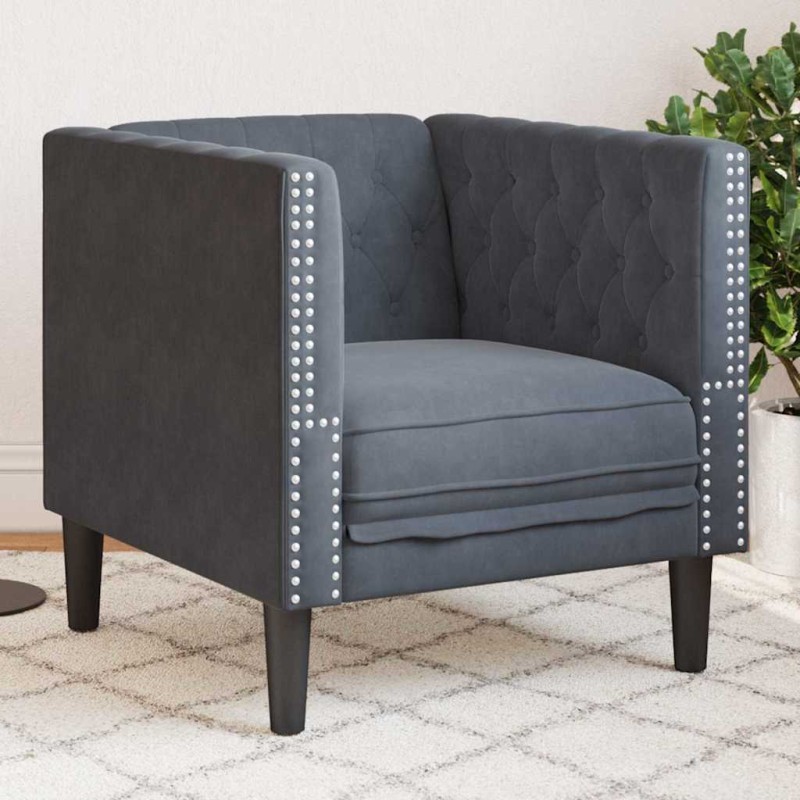vidaXL Καναπές Σκούρο Γκρι 74,5 x 71 x 70,5 εκ. Βελούδο