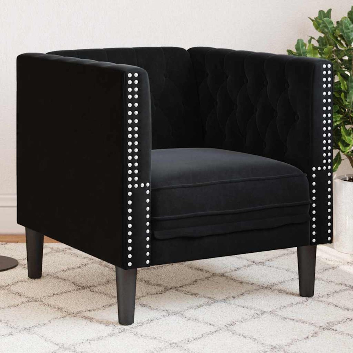 vidaXL Καναπές Μαύρο 74,5 x 71 x 70,5 εκ. Βελούδο