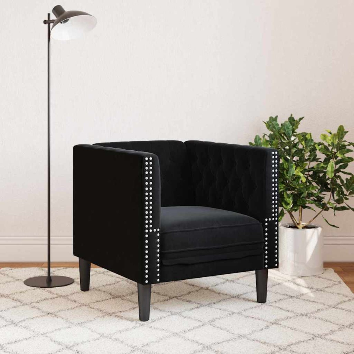 vidaXL Καναπές Μαύρο 74,5 x 71 x 70,5 εκ. Βελούδο
