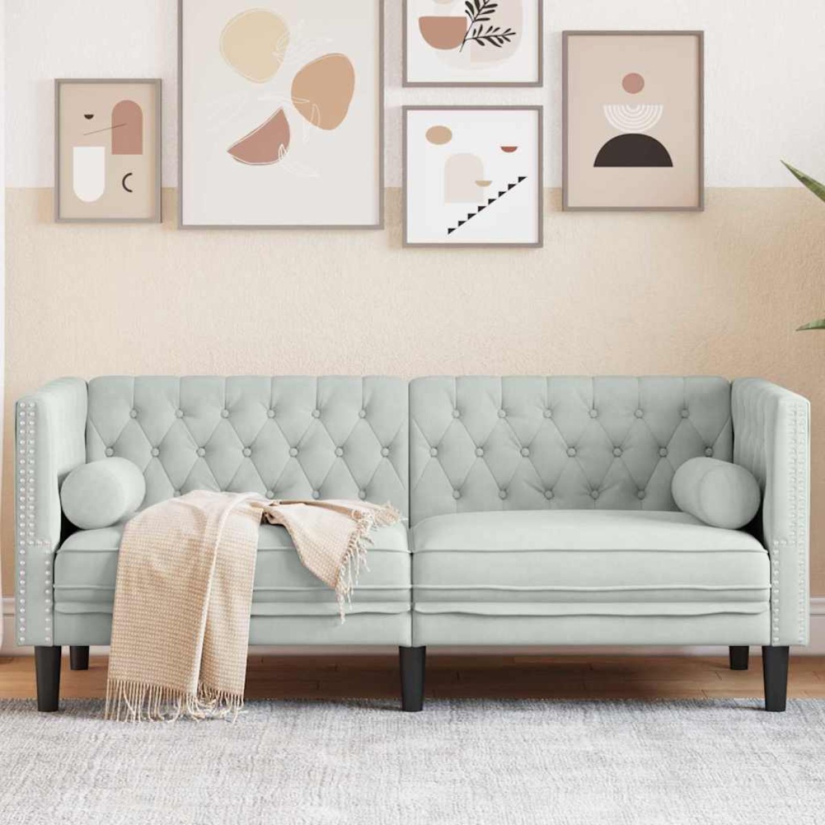 vidaXL Καναπές Ανοιχτό γκρι 174 x 74,5 x 70,5 εκ. Βελούδο