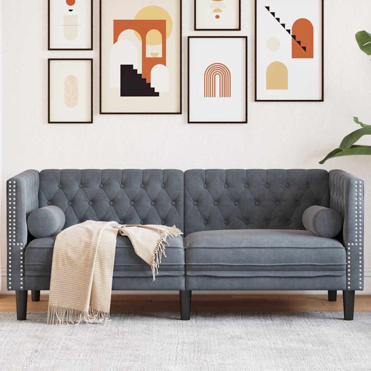 vidaXL Καναπές Σκούρο Γκρι 174 x 74,5 x 70,5 εκ. Βελούδο