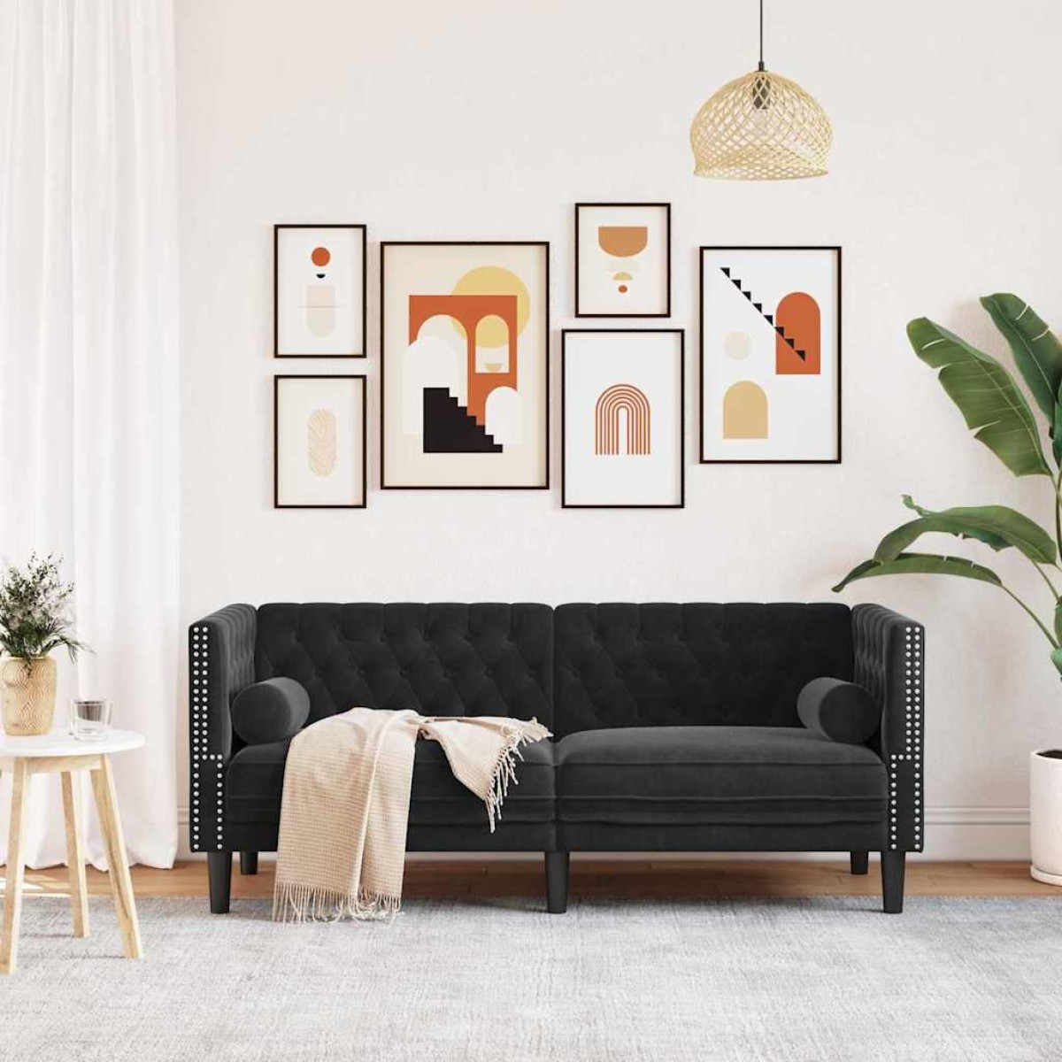 vidaXL Καναπές Μαύρο 174 x 74,5 x 70,5 εκ. Βελούδο