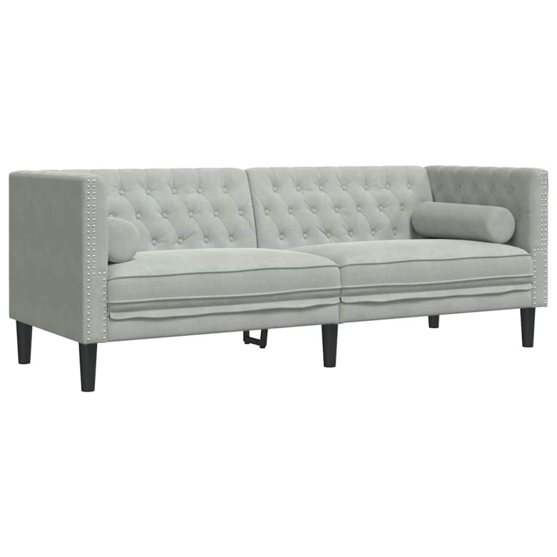 vidaXL Καναπές Ανοιχτό γκρι 194 x 74,5 x 70,5 εκ. Βελούδο