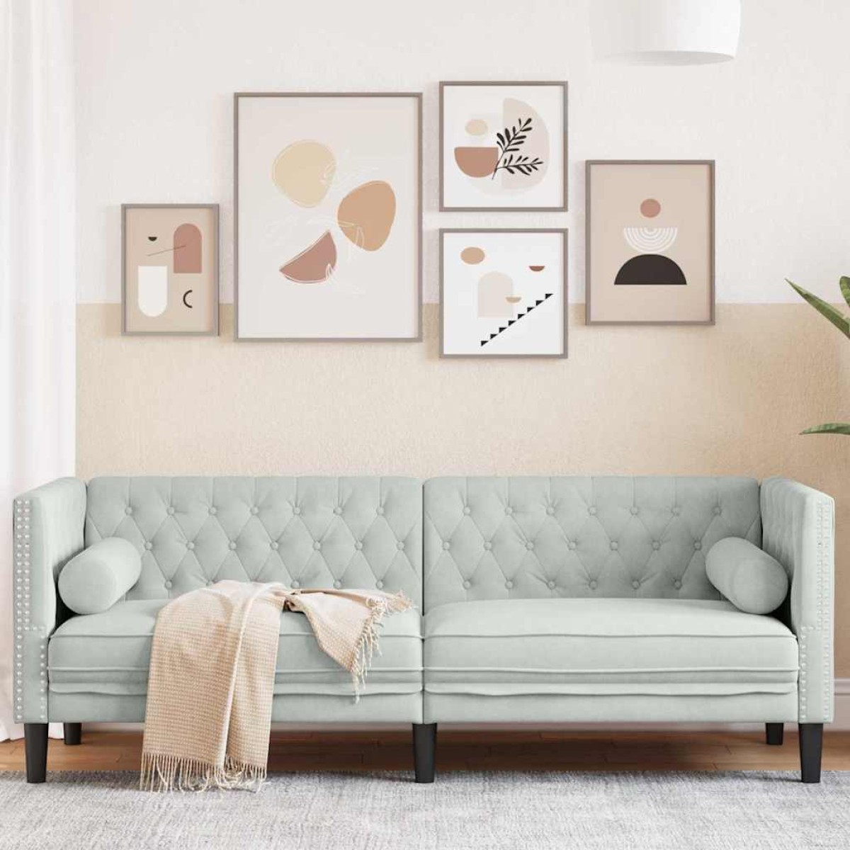 vidaXL Καναπές Ανοιχτό γκρι 194 x 74,5 x 70,5 εκ. Βελούδο