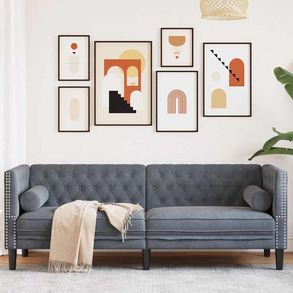 vidaXL Καναπές Σκούρο Γκρι 194 x 74,5 x 70,5 εκ. Βελούδο