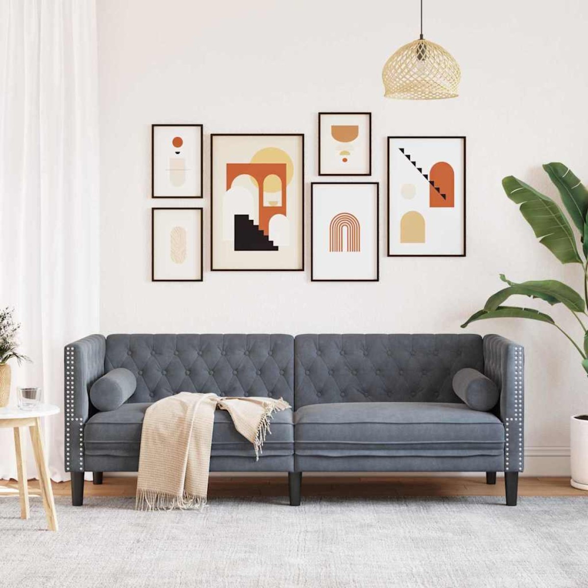 vidaXL Καναπές Σκούρο Γκρι 194 x 74,5 x 70,5 εκ. Βελούδο