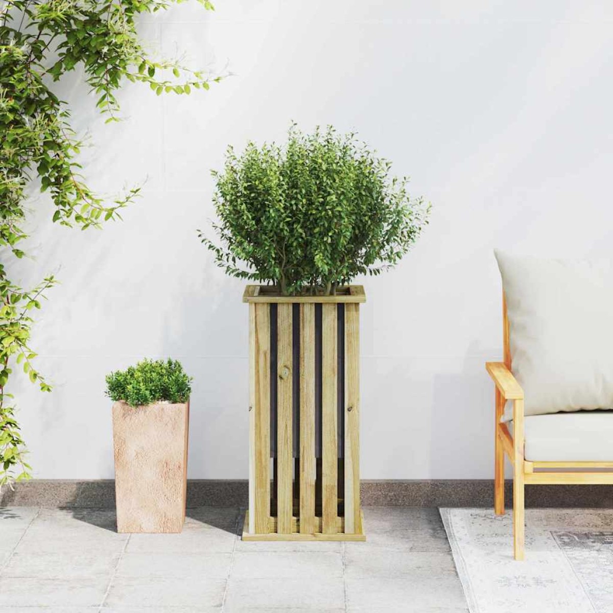 vidaXL Κουτιά γλάστρων Καφέ 33 x 33 x 65 εκ Εμποτισμένο Ξύλο Πεύκου