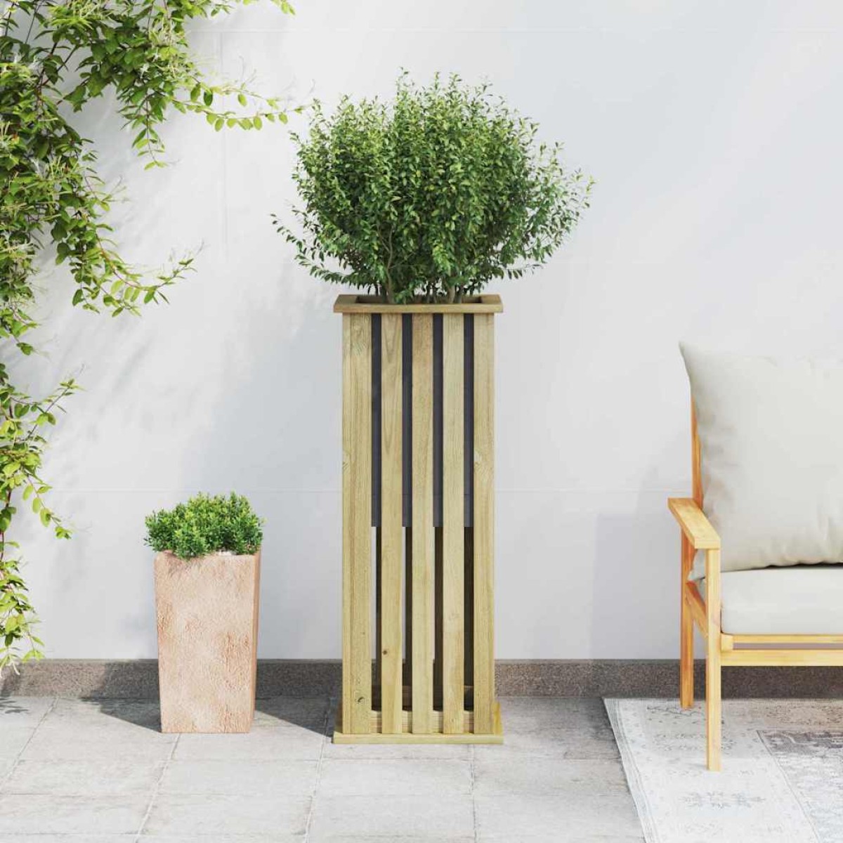 vidaXL Κουτιά γλάστρων Καφέ 33 x 33 x 85 εκ Εμποτισμένο Ξύλο Πεύκου
