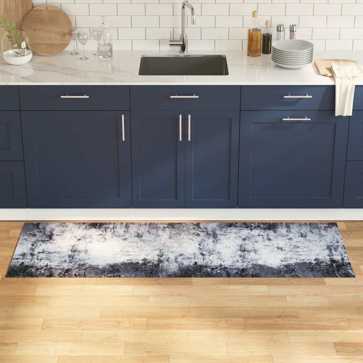 vidaXL Χαλί Κουζίνας Γκρι 180 x 60 cm Βελούδο