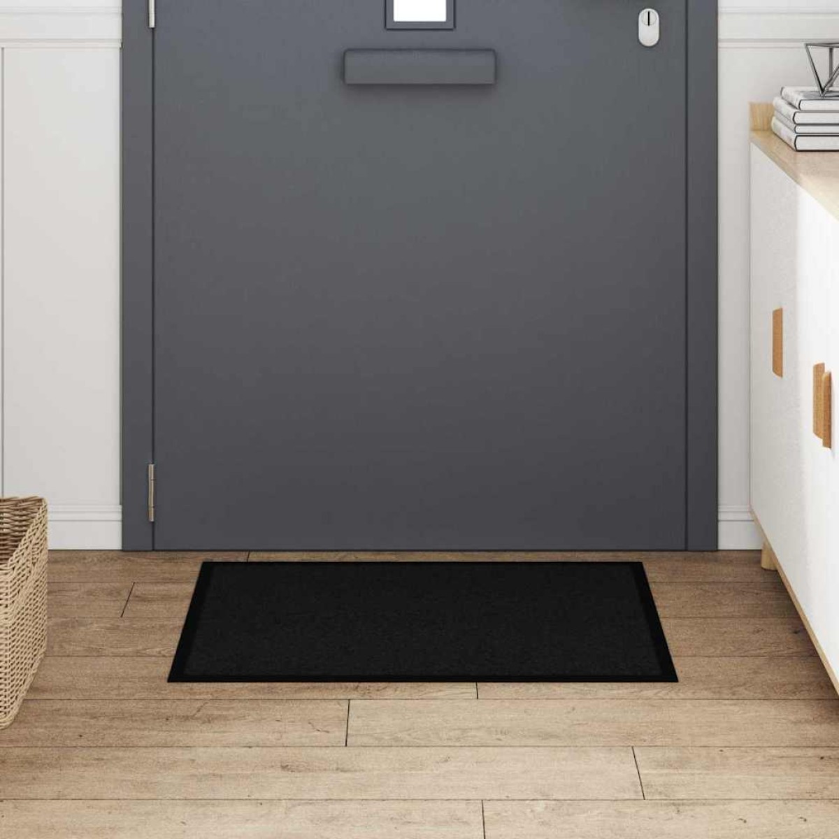 vidaXL Χαλάκι Εξώπορτας Μαύρο 60 x 40 x 1.2 εκ. Ύφασμα τέντι