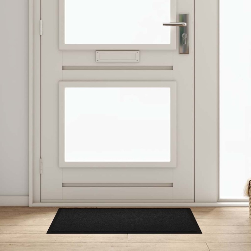 vidaXL Χαλάκι Εξώπορτας Μαύρο 60 x 40 x 1.2 εκ. Ύφασμα τέντι