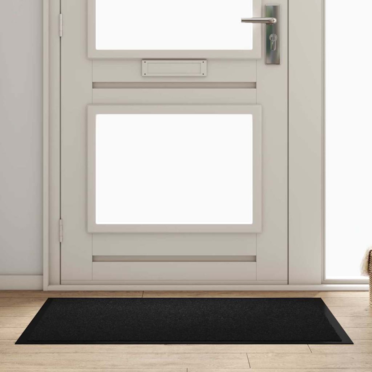 vidaXL Χαλάκι Εξώπορτας Μαύρο 60 x 40 x 1.2 εκ. Ύφασμα τέντι